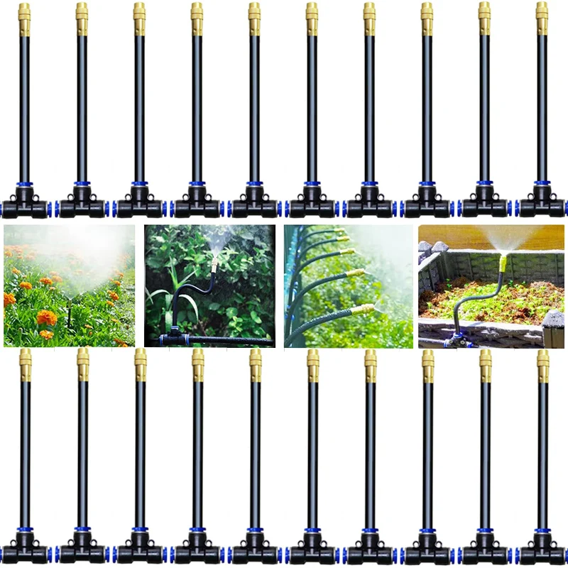 50pcs Free Shipping Free Bending Mist Nozzle Universal Spray Nozzle Straight Push Lock Joint Garden Humidification Sprayer