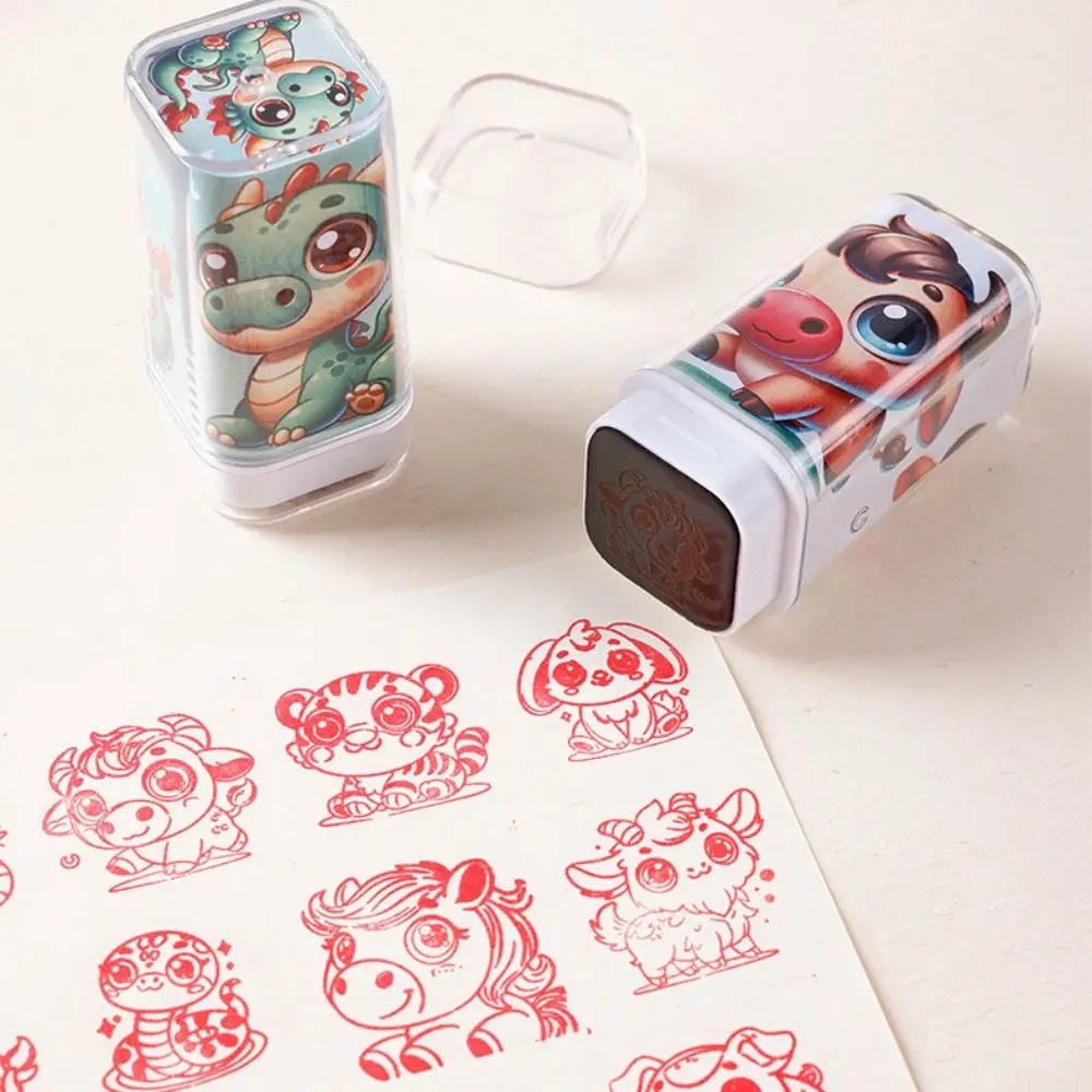 Dragon Monkey Zodiac Stamps Hand Account DIY Painting Cute Animals Seal Journal Cartoon Animals Figure Stamps Boys and Girls