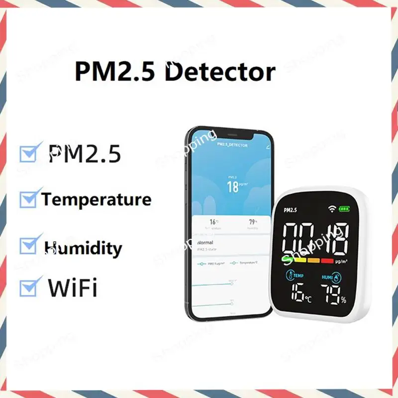 

M20K Tuya Wi-Fi умный монитор температуры и влажности PM2.5 портативный для внутреннего и наружного использования, 1 шт.