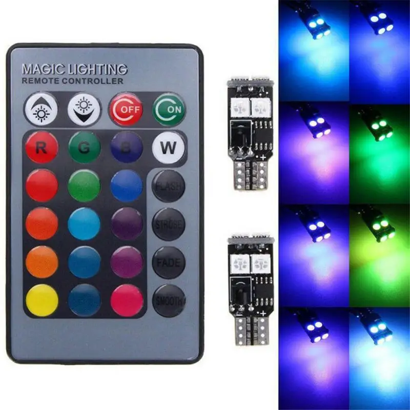 

6SMD RGB светодиодный многоцветный светильник, автомобильные клиновые лампы с дистанционным управлением, внутреннее освещение автомобиля, 12 В постоянного тока, автоматический указатель поворота