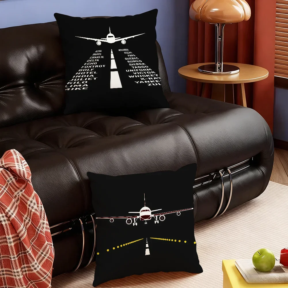 Airplane Pilot Aircraft Lover cushion cover Soft Smooth Pillow Case Hidden Zipper Washable Decorative Couch Office Gift