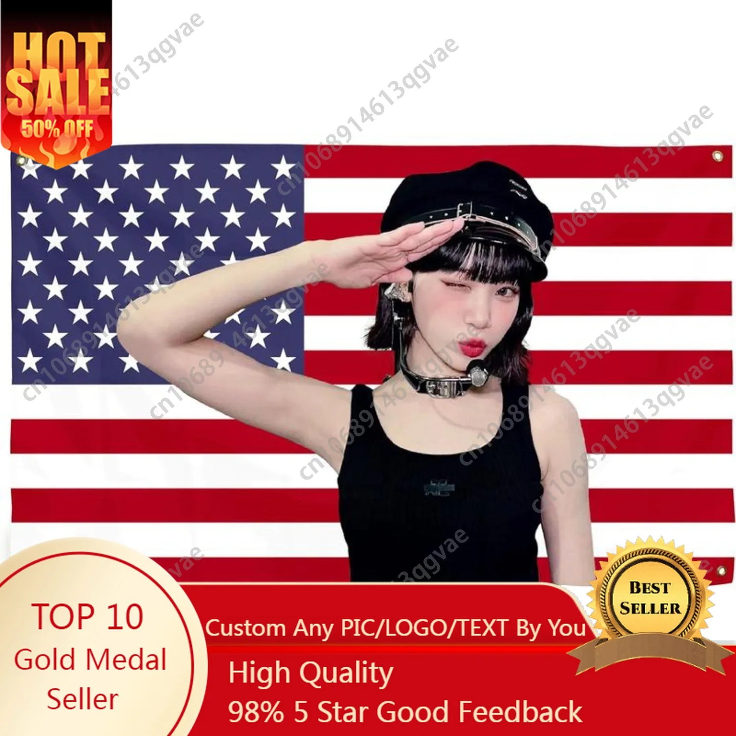 Kim Chaewone America Tapestry Chaewone USA Flag Poster American Flag Tapestry Bedroom Living Room Dorm Wall Custom Decoration