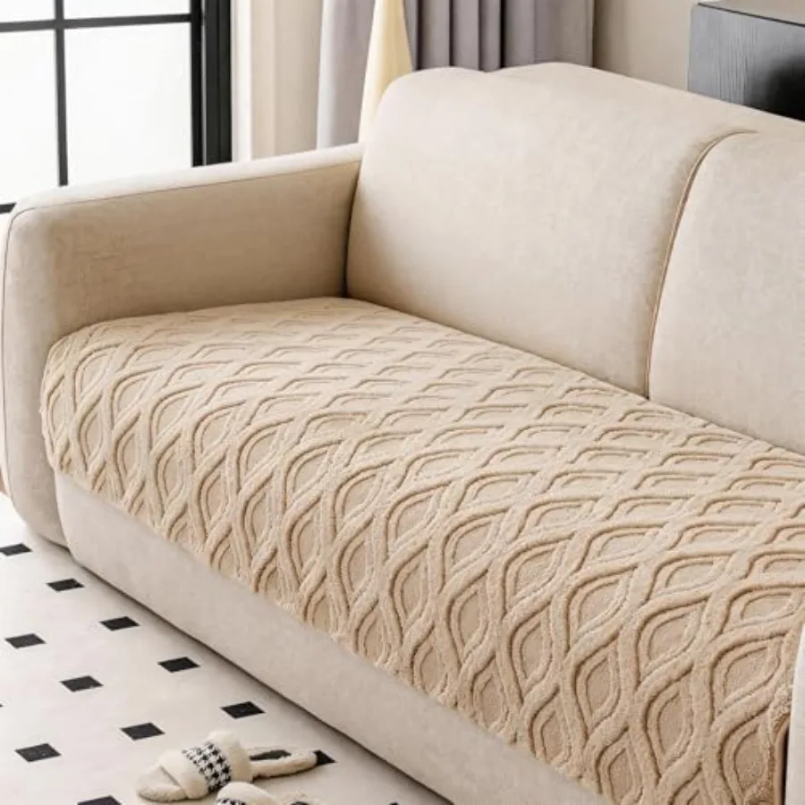 Couch Cover for Dogs Non Slip Washable Plush Sofa Protector Khaki