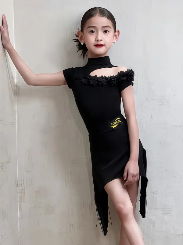 Neues Profeso Wiener Latein-Tanza-Esercizio Abito Per Bambini Maniache Corte Top Allenamento Concorso Giacolo