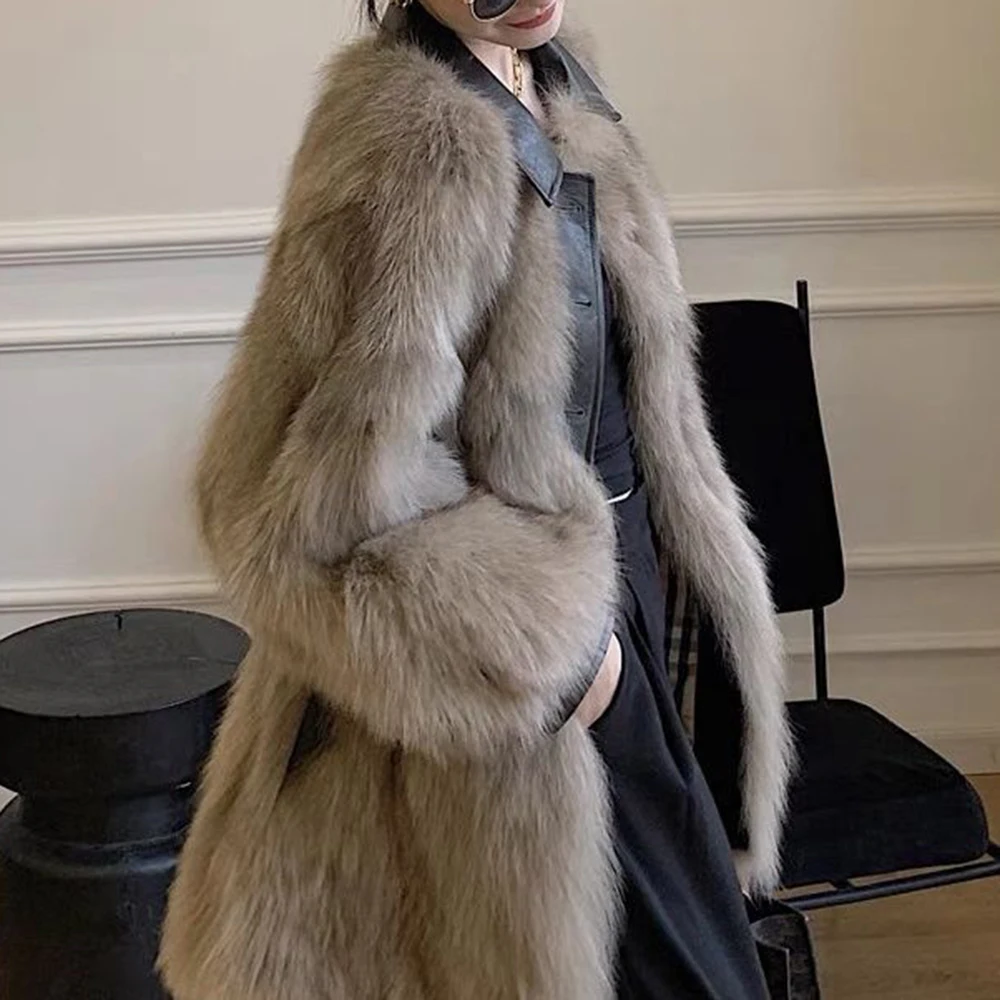 海寧新気質ファッションファーコート冬環境に優しいフォックスファーコート女性用ヤングミディアム＆ロングコート