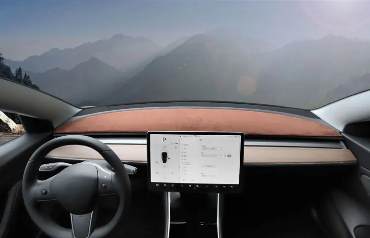 Wildleder Auto Dashboard Pad Für Tesla Modell 3 Y 2017-2023 Leder Dashmat Matte Innen Sonnenschirm Nicht-slip staubdicht Schutz Abdeckung – Detail 1