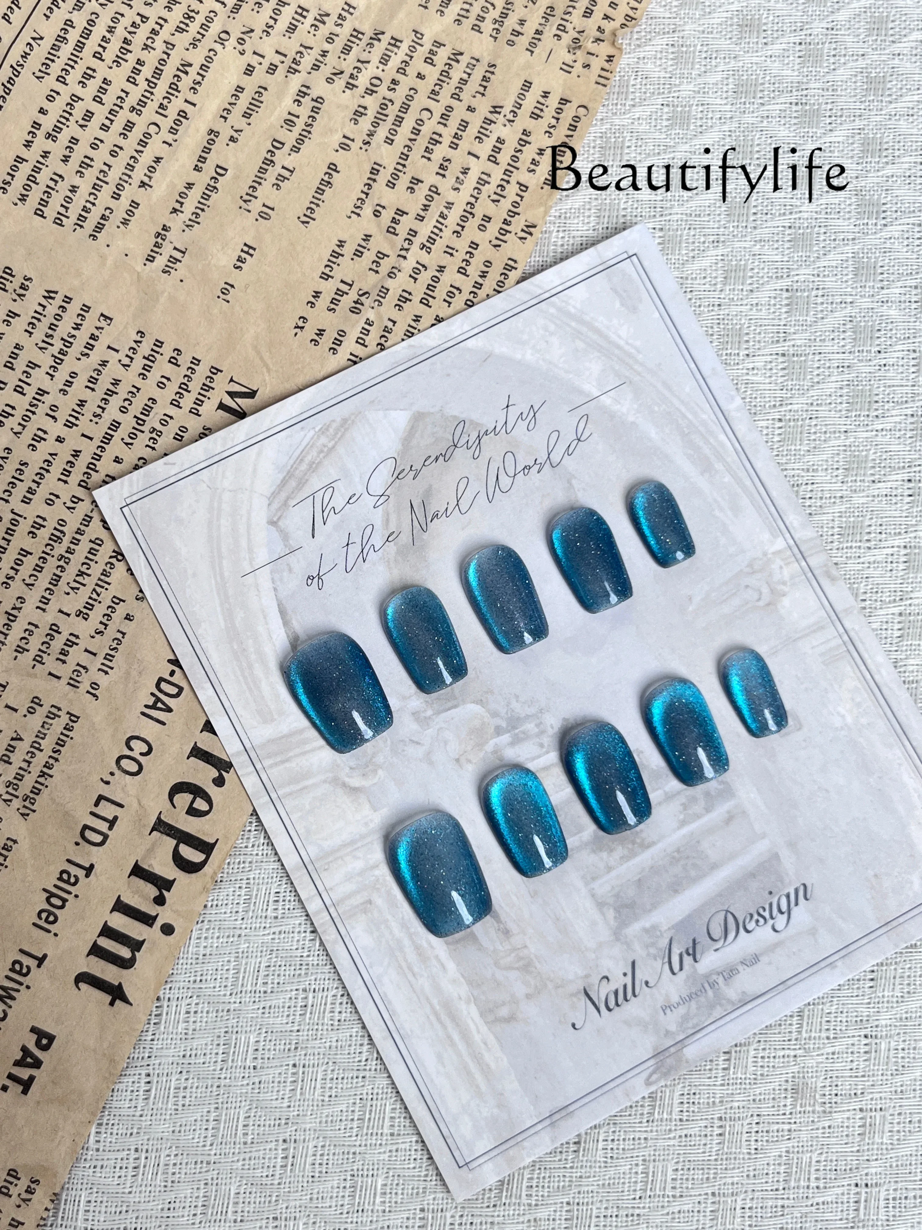 Hand-worn nail ice transparent flash cat eye advanced nail patch