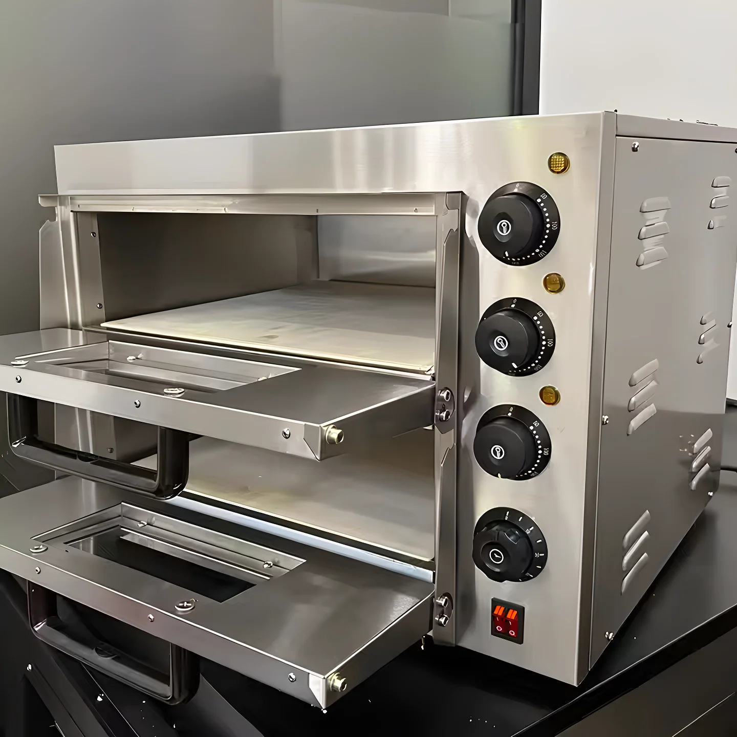 Qianmai Wholesale Double layer Stainless Steel Electric Pizza Oven Commercial Pizza Bread Cake Cooking Oven Baking Food 110/220V