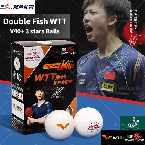 Pelota de tenis de mesa WTT de 3 estrellas de doble pez (pelo oficial de WTT), pelotas de Ping Pong de 3 estrellas originales de doble pez integradas ITTF