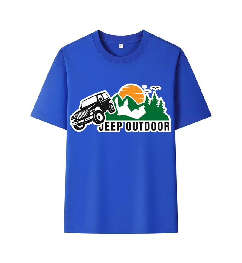 

Jeep brand's 2026 new high-quality summer T-shirt, 100% pure cotton short-sleeved round-neck printed T-shirt