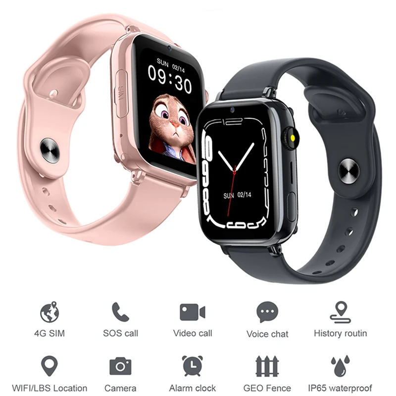 Jam Tangan Anak Baru 2025, Perlindungan Keamanan, Panggilan SOS, AMOLED, Tahan Lama, untuk Anak Laki-laki dan Perempuan, 4G, Alarm, Pelacak Gerakan, GPS, Hadiah untuk Anak