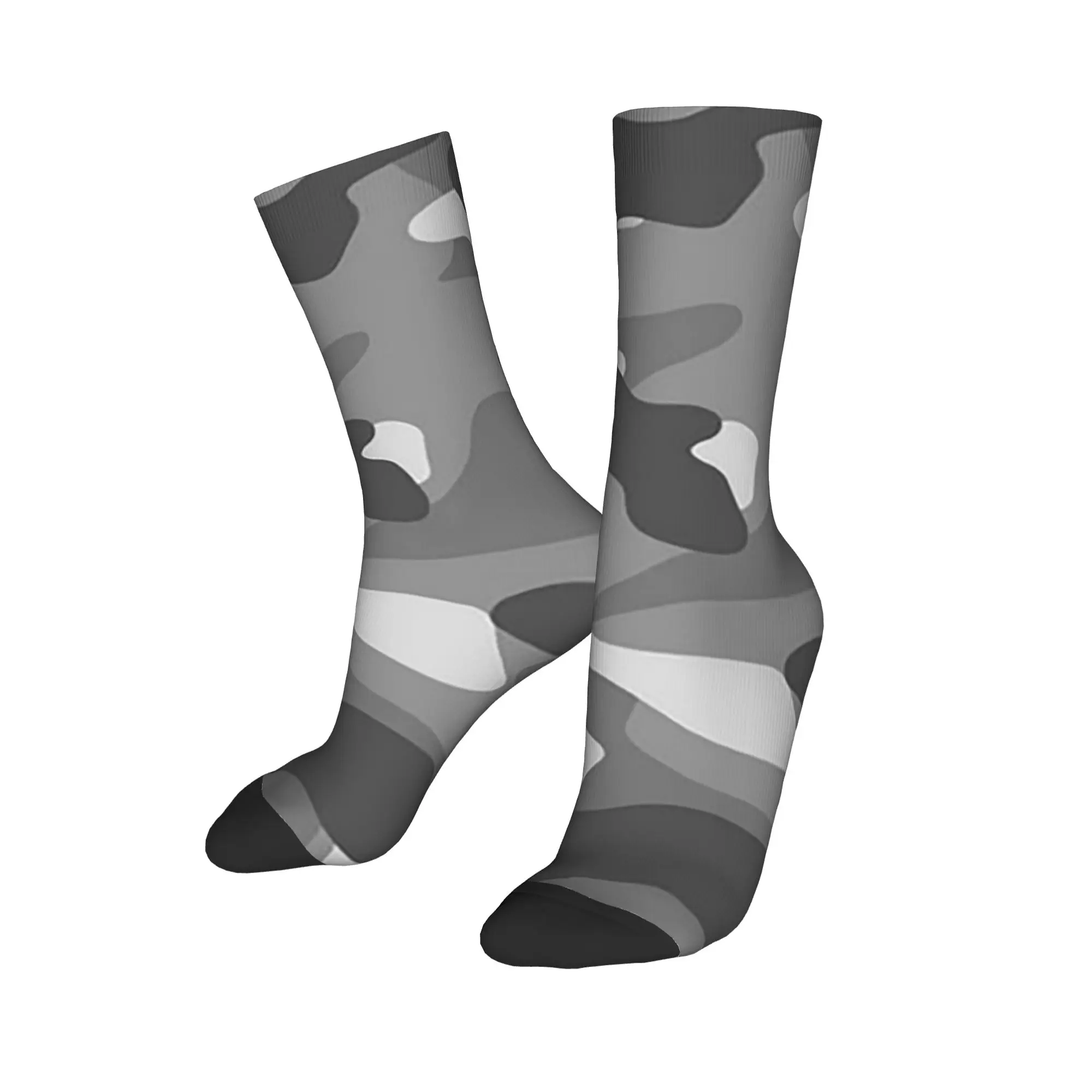 

All Seasons Crew Stockings Grey Camouflage Military Army Camo Socks Harajuku Hip Hop Long Socks Accessories for Men Women Gifts