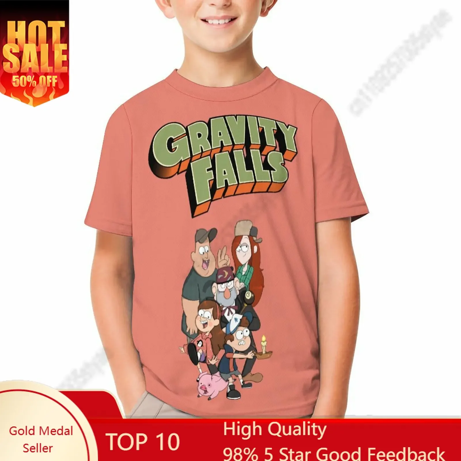 

Gravity Falls T Shirt Boy Girl Short Sleeve Print Fashionable Cute Casual Cotton TShirt Comfortable Crew Neck Children Child Tee