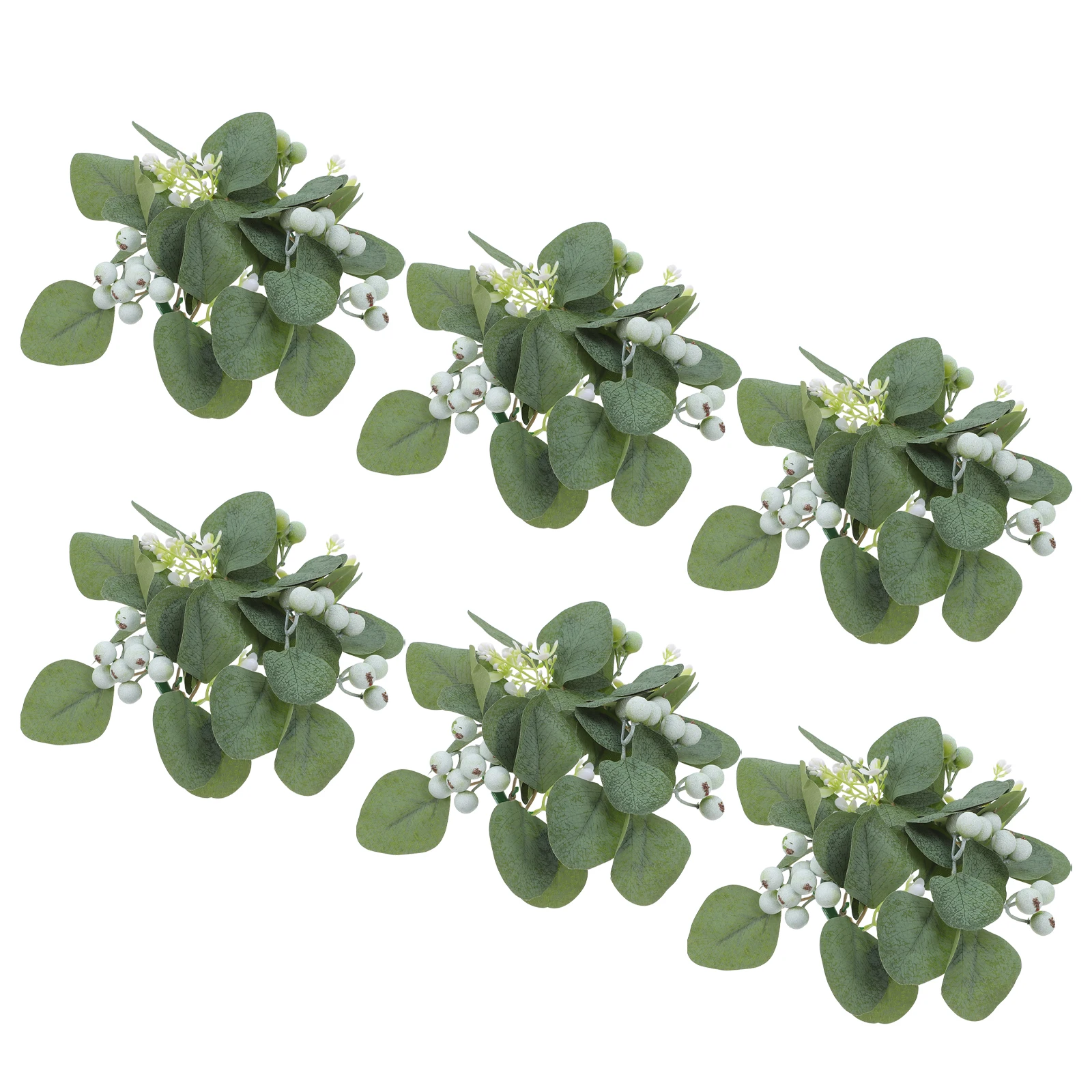 

6 Pcs Simulated Garland Ring Greenery Simulation Eucalyptus Candlestick Wreath Central