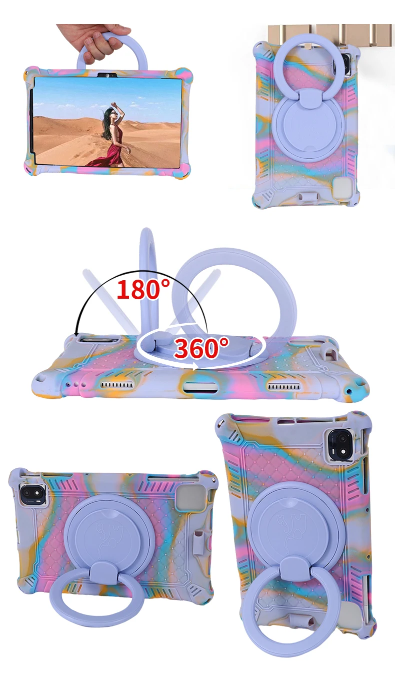 Rotating Case For TCL Tab 10s 10 HD 4G 10L Gen2 10.1 inch Tab 10 TabMax Gen2 10.36 inch Soft Silicone Stand Cover Handle Grip