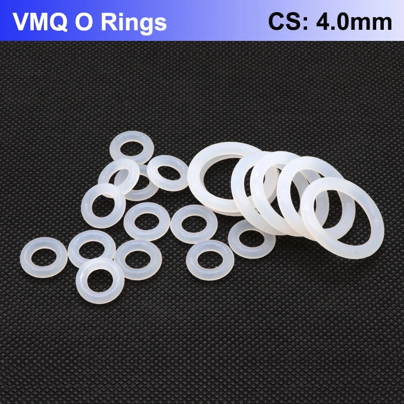 

10/50Pcs White Silicone VMQ O Ring Gasket CS 4mm OD 12~150mm Food Grade Waterproof Washer Round O ShapeO Rings Seal Tool