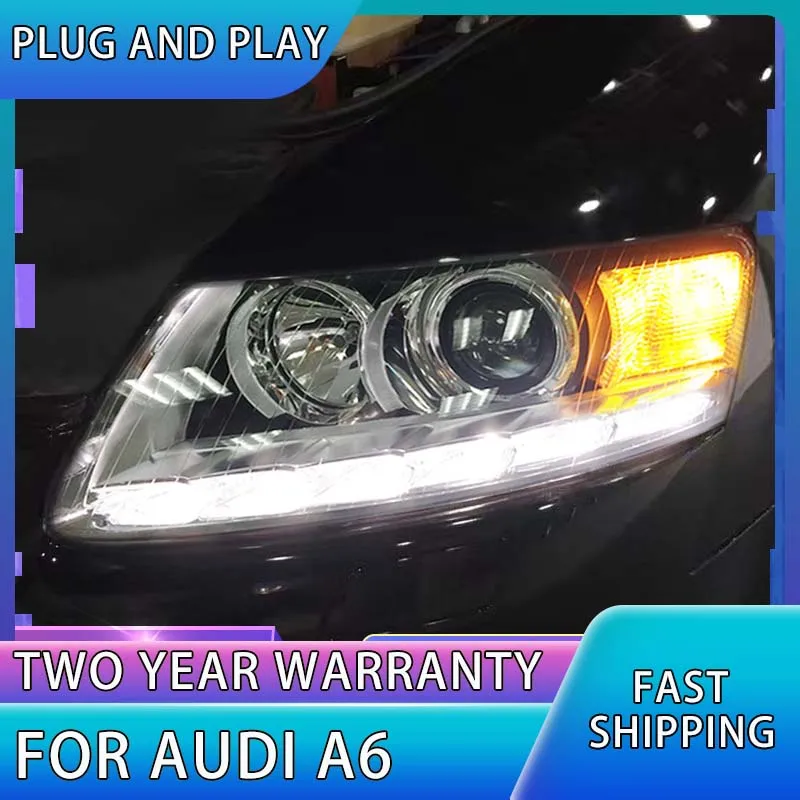 For Audi A6 Headlights 2005-2011 A6 C5 C6 LED Headlight LED Headlight DRL Hid Head Lamp Angel Eye Bi Xenon Car Styling