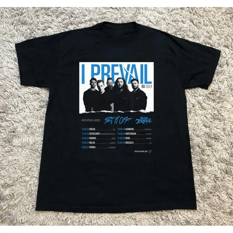 I Prevail 2024 Tour Black Cotton All size S 5XL For Fans  T shirt HRB454