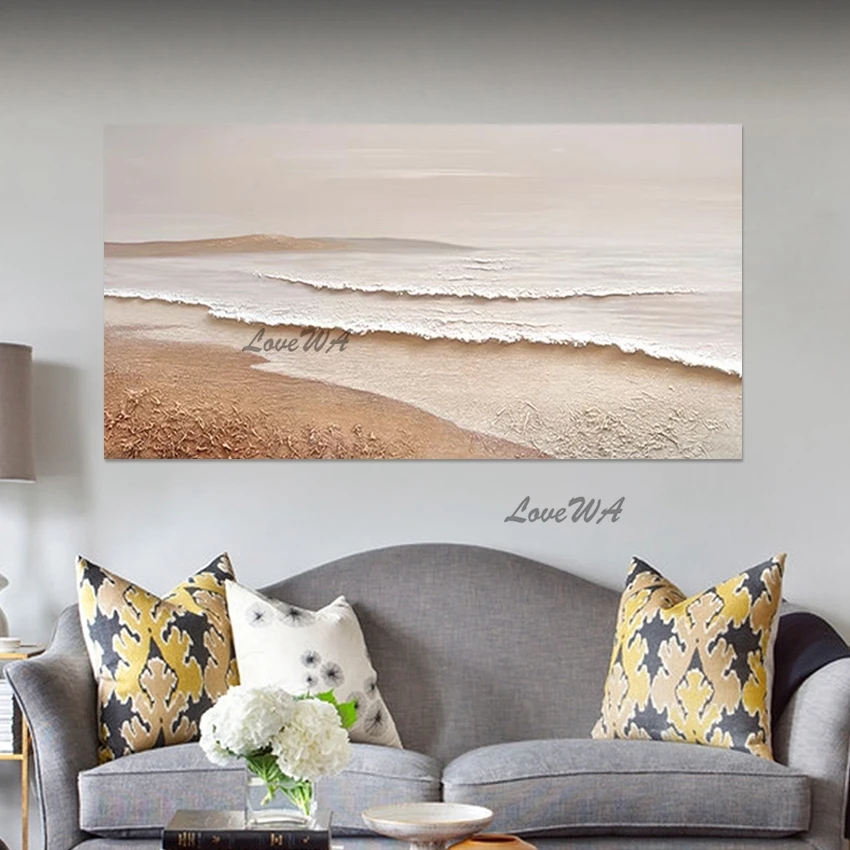 Sea Wave 3D Picture, Acrylic Landscape Textured Design, Canvas Wall Art, Abstract Palette Knife Oil Painting Frameless Gifts