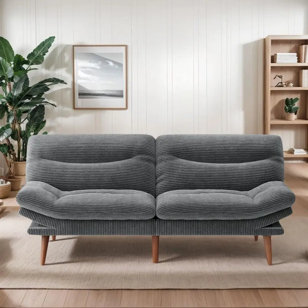 

3-in-1 Adjustable Couch Bed with Removable Cushion, Convertible Sleeper Sofa for Living Room and Office (75in, Grey) | Corduroy