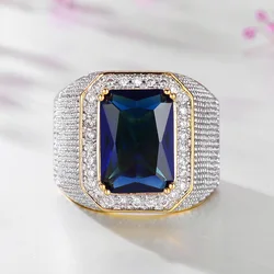 Huitan Gorgeous Blue/Black Cubic Zirconia Wide Ring for Women Wedding Engagement Luxury Accessories Party Modern Fashion Jewelry