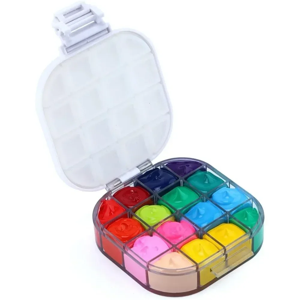Caja de paleta de almacenamiento Paint Save, 16 pocillos, portátil, hermético, hidratante, blanco