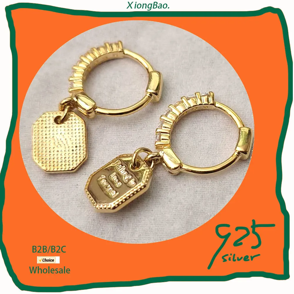 

Fashion 18K Golden Color Square Shiny CZ Pendant Drop Earrings For Women Stamp 925 Sterling Silver fashion Party Jewelry 2026