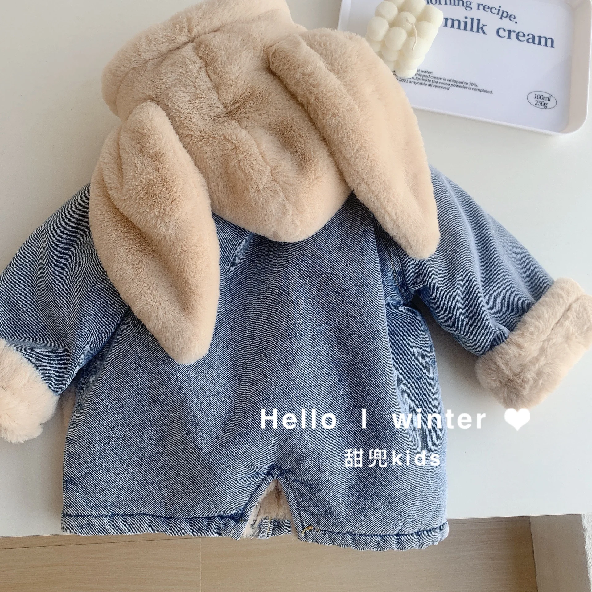 Josaywin Winter Denim Jacket Coats Girl Hooded Velvet Thick Girl Baby Outerwear Jeans Jacket Kids Girls Parka Children Jackets image 2