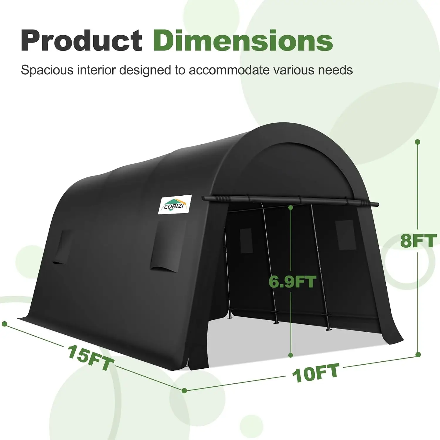 10X15 Carport Canopy Heavy Duty Portable Garage Tent Large Space Car Port Car Garage Double Zippered Roll Up Doors Vents Waterpr