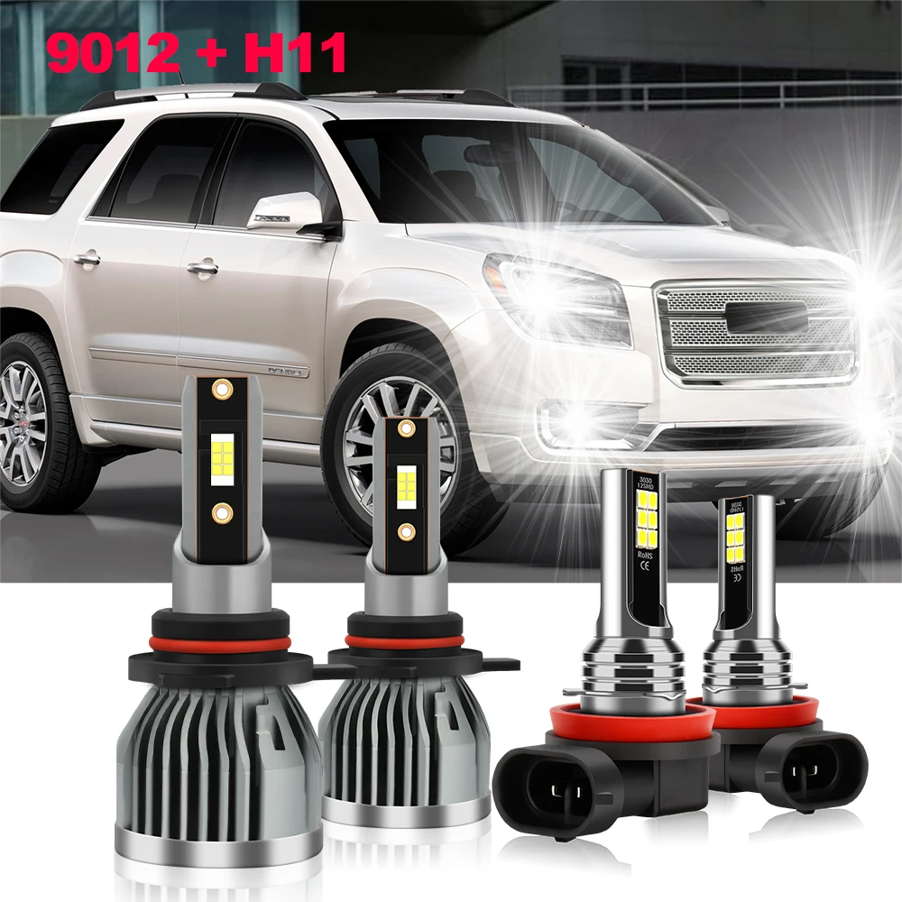 

4x 9012 H11 LED Headlight Auto Fog Light Bulbs Bright 6000K Combo Kit Replace Lamps For GMC Acadia 2013 2014 2015 2016 2017 2018