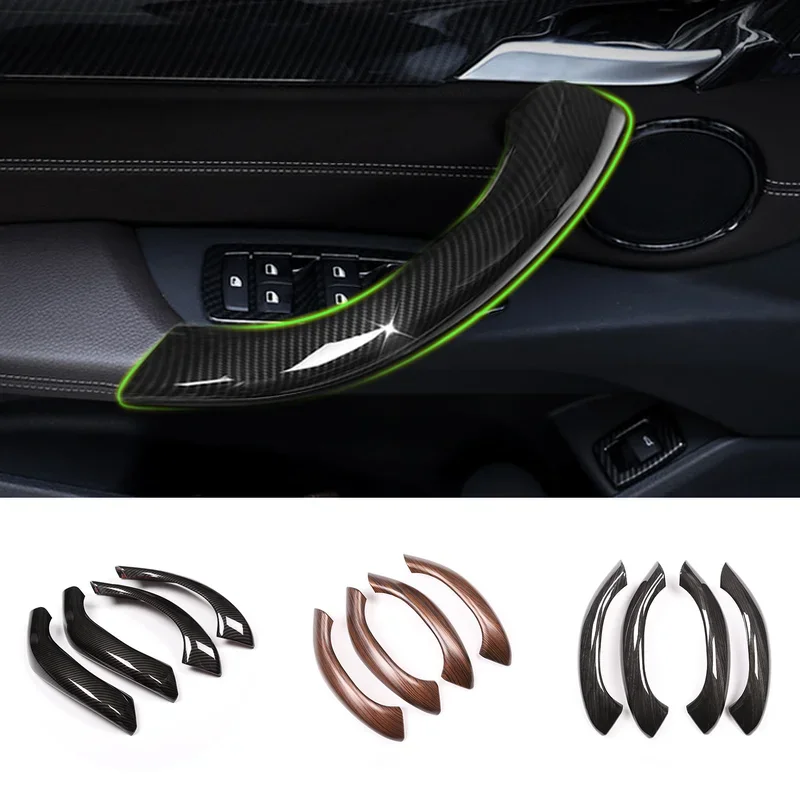 For BMW X1 Interior Door Handle Cover Trim Frame Sticker Decoration Protection 2016 2017 2018 2019 4pcs/set Abs Carbon Chrome