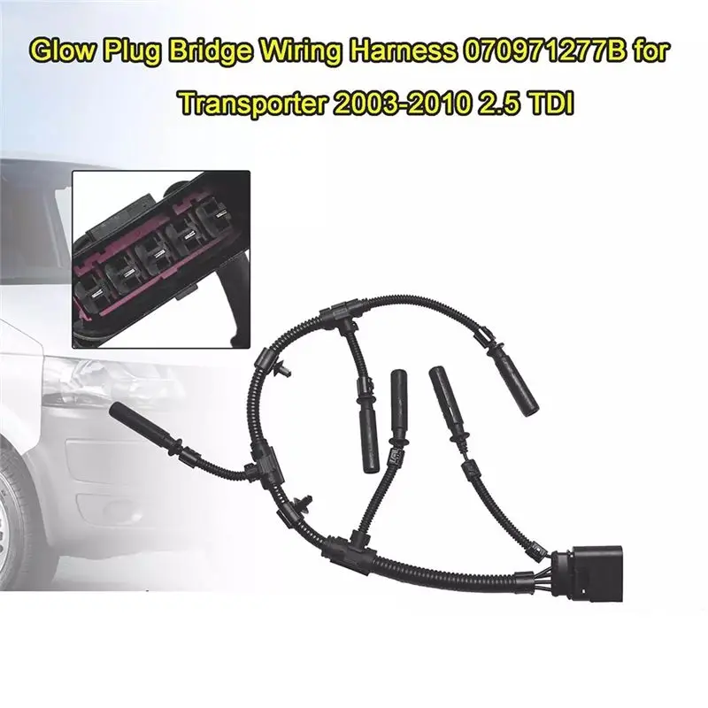 4Pcs Engine Glow Plug Bridge Wiring Harness 070971277B For VW Transporter 2003-2010 2.5 TDI 07Z971277A,074972095B-AS55