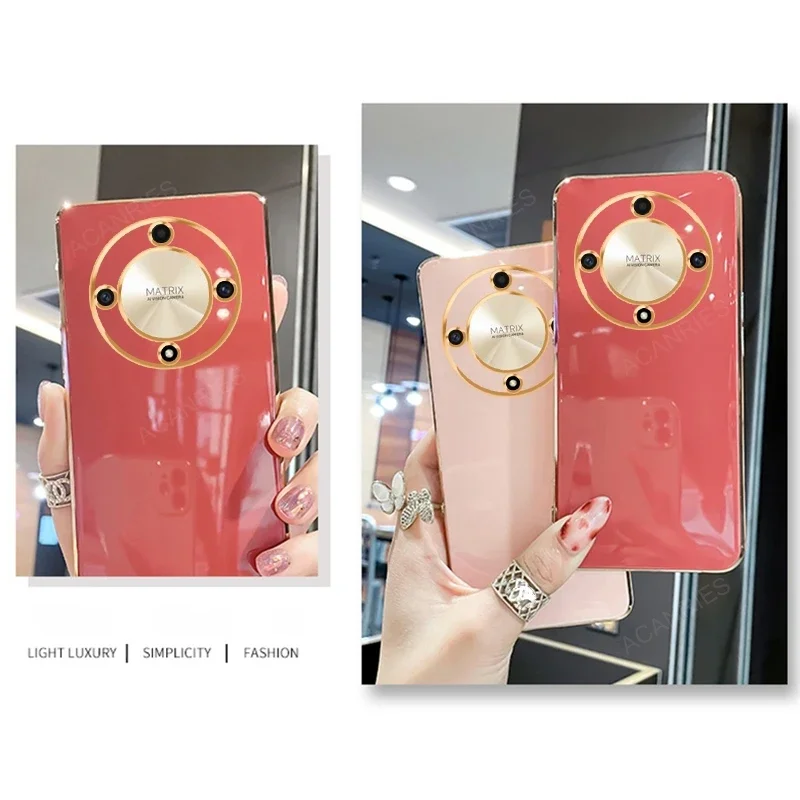 Magic6 Magic5 6lite 5lite Luxury Plating Ring Holder Stand Case For Huawei Honor Magic 6 5 Lite Pro 5g X9a X9b Silicone Cover