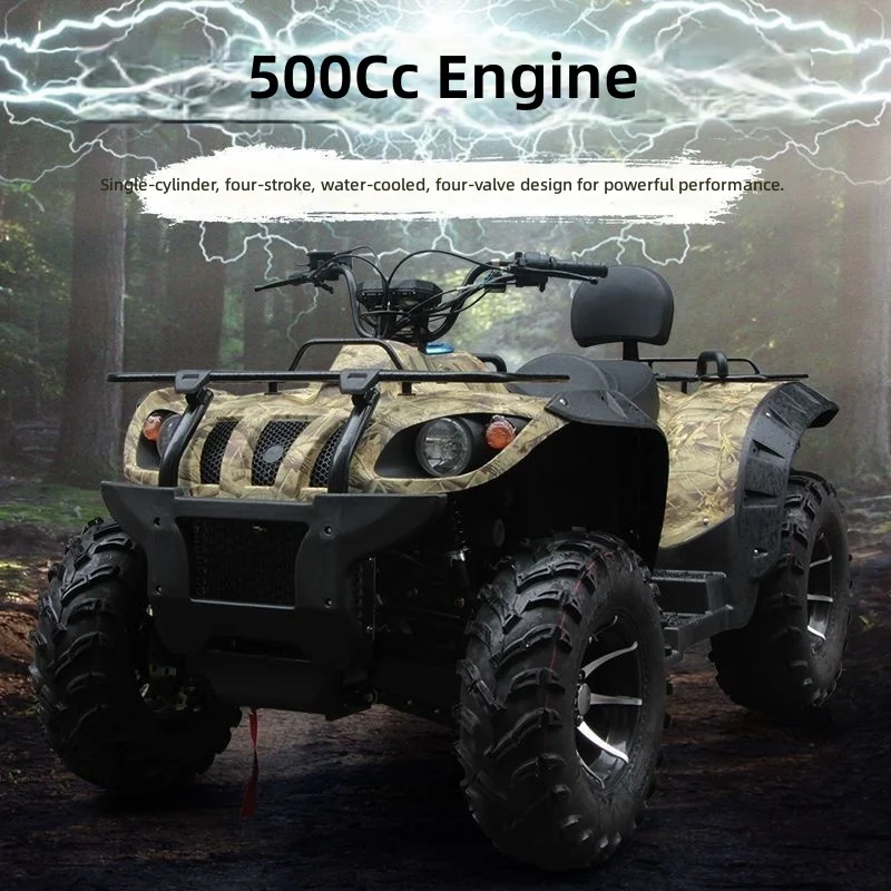 All-Terrain Vehicle 500CC, 4WD Water-Cooled Quad ATV, 4 Wheel Off-Road Motorcycle, UTV Side by Side, Utility Task Vehicle