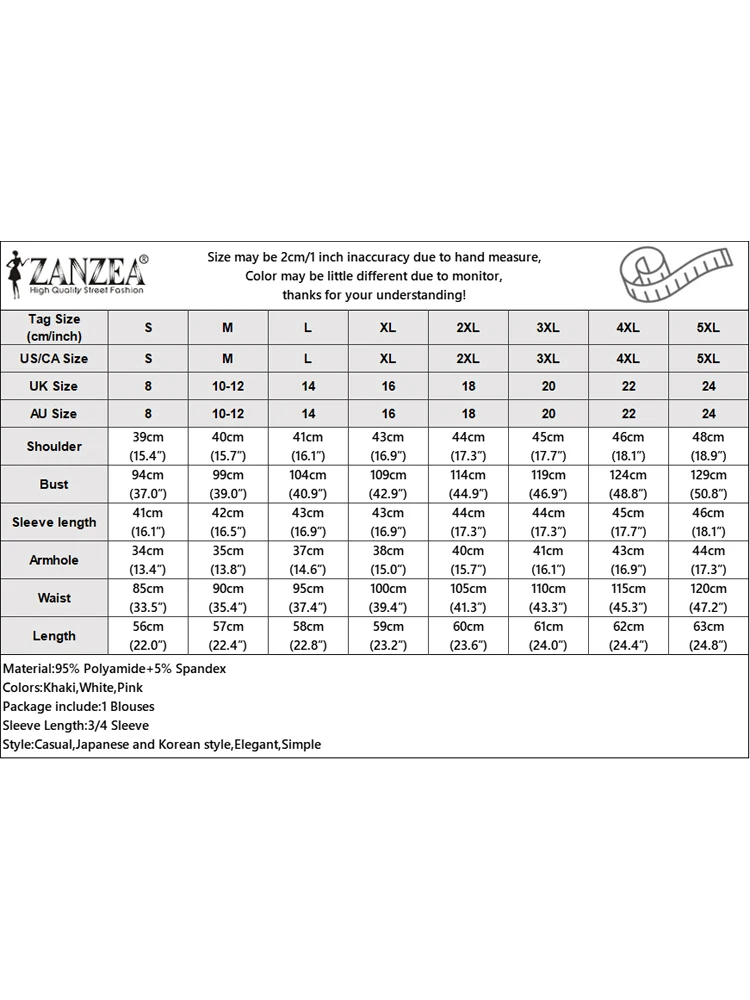 ZANZEA Summer Lace Blouse Tops Women 3/4 Sleeve Casual Tunic 2025 Elegant V Neck Tops Vintage Solid Color Pullovers Blusas