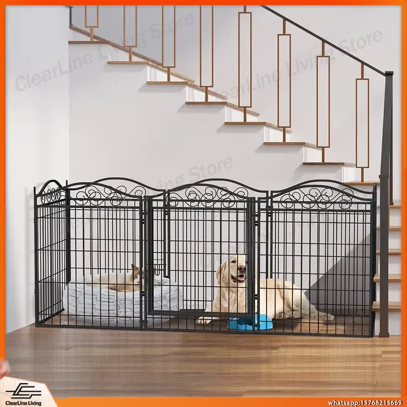 Heavy Duty Foldable Metal Dog Playpen 8 Panel Pet Kennel Fence with Gate for Indoor Outdoor Use Puppy Kitten Small Animal
