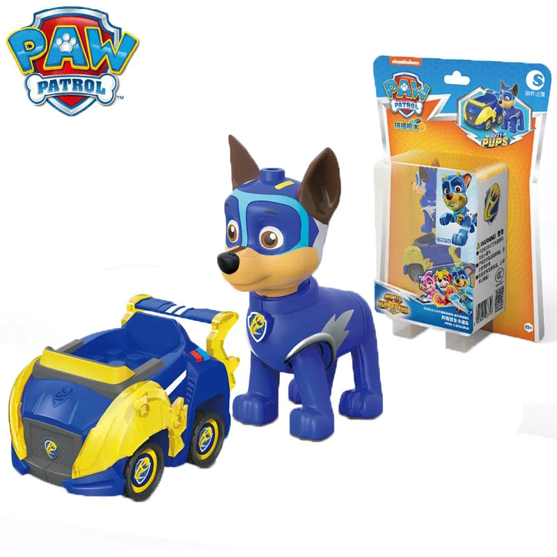 Original BOX 1PC Hot Paw Patrol Super Paws Mighty PUP Action Figure Anime Doll Mini Vehicle Block Children Toy Birthday Gift