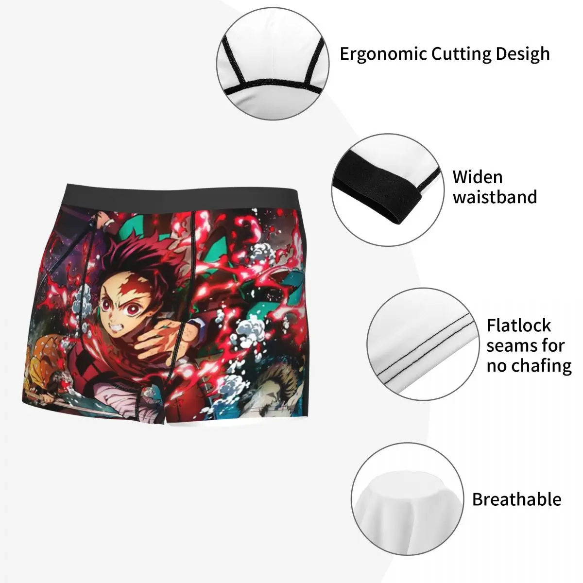 Demon Slayer Kimetsu no Yaiba Anime 7 Underpants Breathbale Panties Male Underwear Sexy Shorts Boxer Briefs