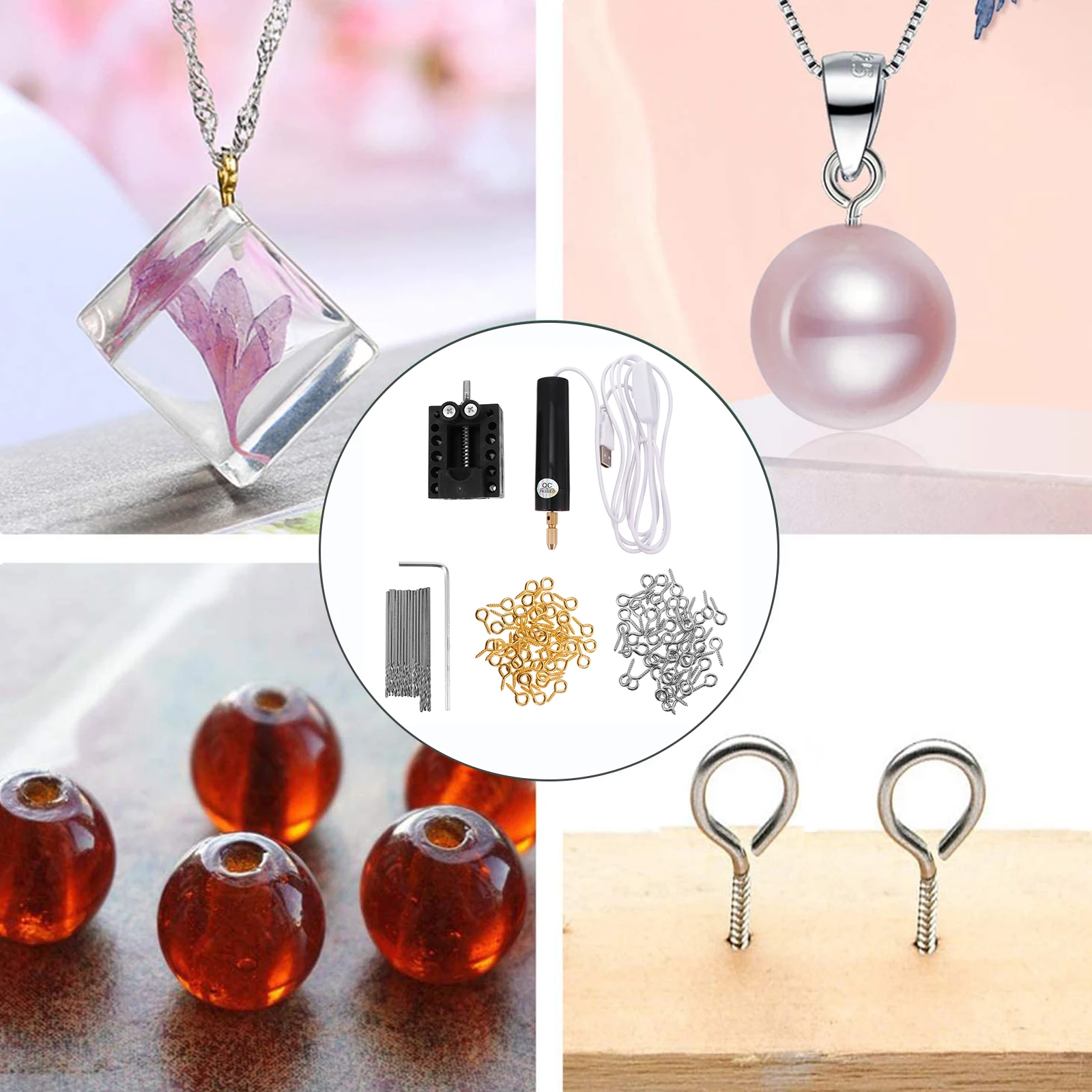 

Electric Drill Kit Portable Mini Screwdriver Long Power Cord Beads Wood Plastic Drilling Diy Crafts Tools Home Use Usb Charging