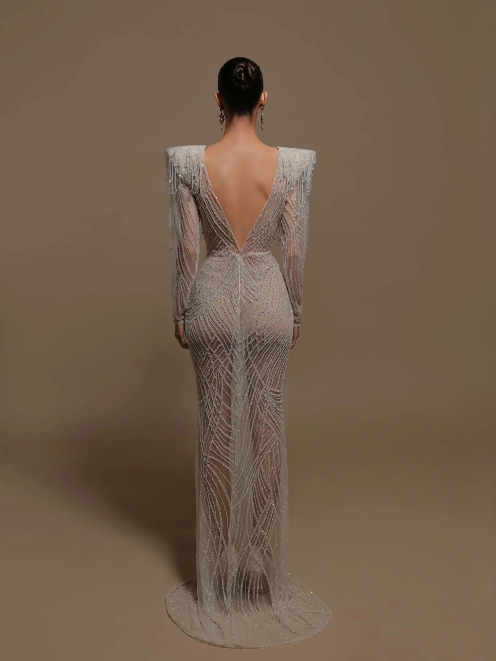 Illusion Captivating Straight Sexy Evening Dress Celebrity Tassel Open Back Cocktail Customized Stylish Glitter Party Prom Gown