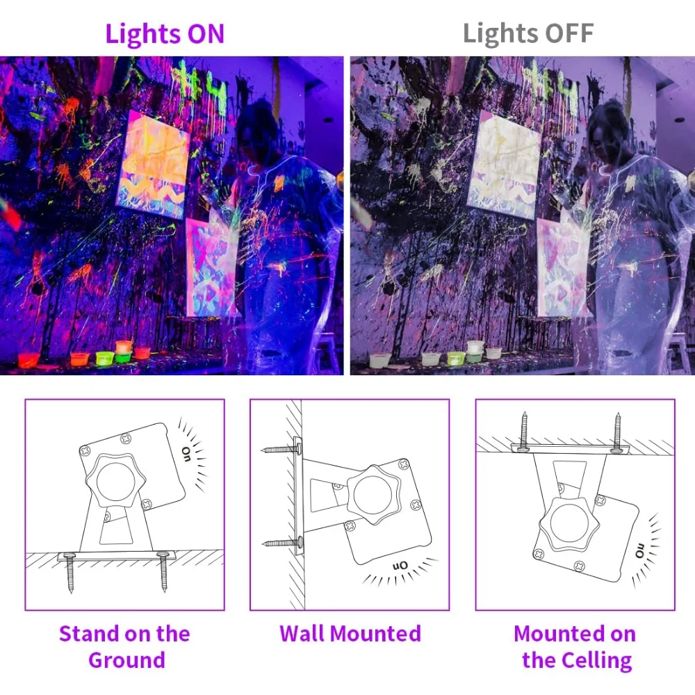 40 LED Black UV Light 38W Blacklight Bar Switch Light Up Glow in the Dark Party Supplies for Halloween Fluorescent Poster Stage