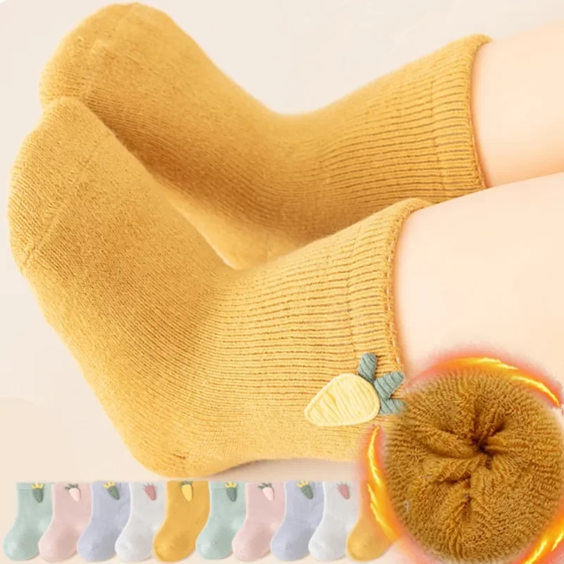 Children Combed Cotton Thick Wool Coil Warm Socks Winter Cartoon Turnip Sock Baby Comfort Soft Thickened Warner Ankle Tube Socks