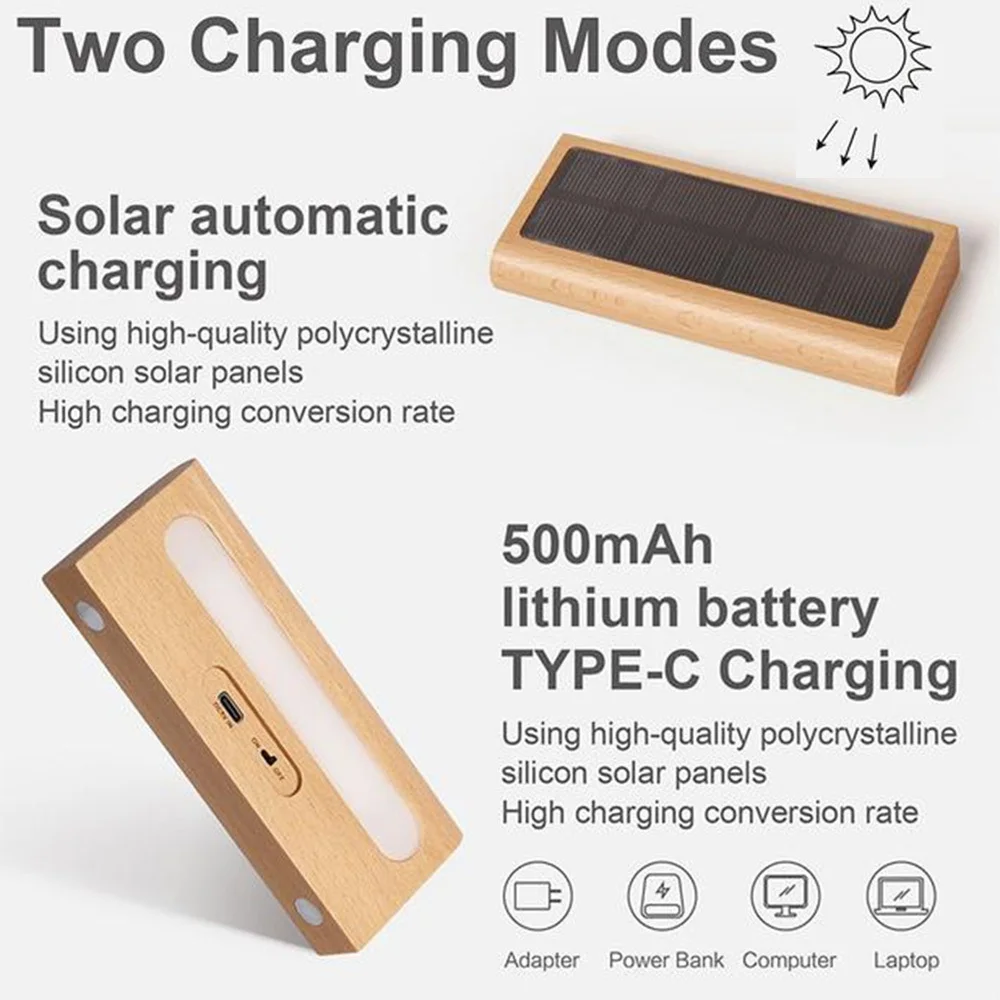 Lámpara Solar de pared para exteriores, luz de pared de inducción Solar inalámbrica, recargable por USB, luz de ambiente de montaje en pared para interiores y exteriores