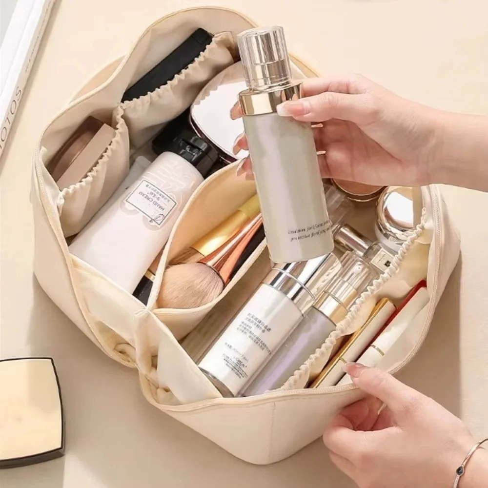 منظم المكياج، حقيبة مستحضرات التجميل ذات سعة كبيرة، حقيبة أدوات الزينة النسائية، حقيبة تخزين بسحاب، حقيبة مكياج محمولة للسفر والحياة اليومية