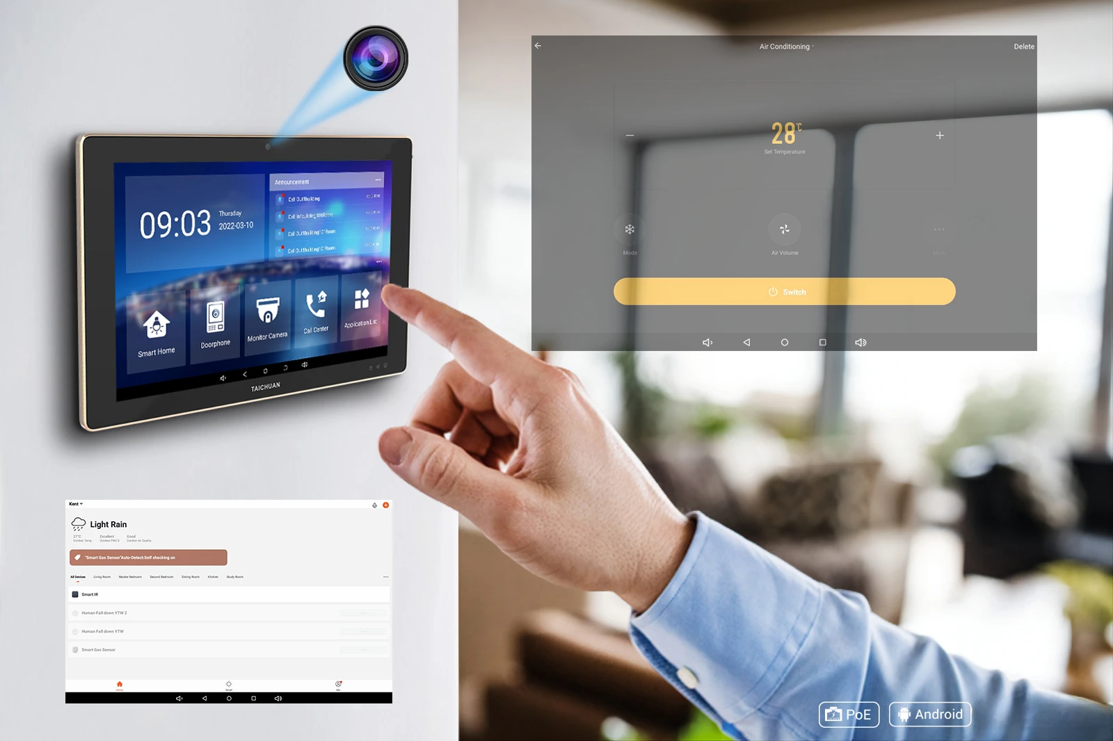 Android 10 IP apartment intercom smartlife app monitor face recognition unlock smart home intelligent building system