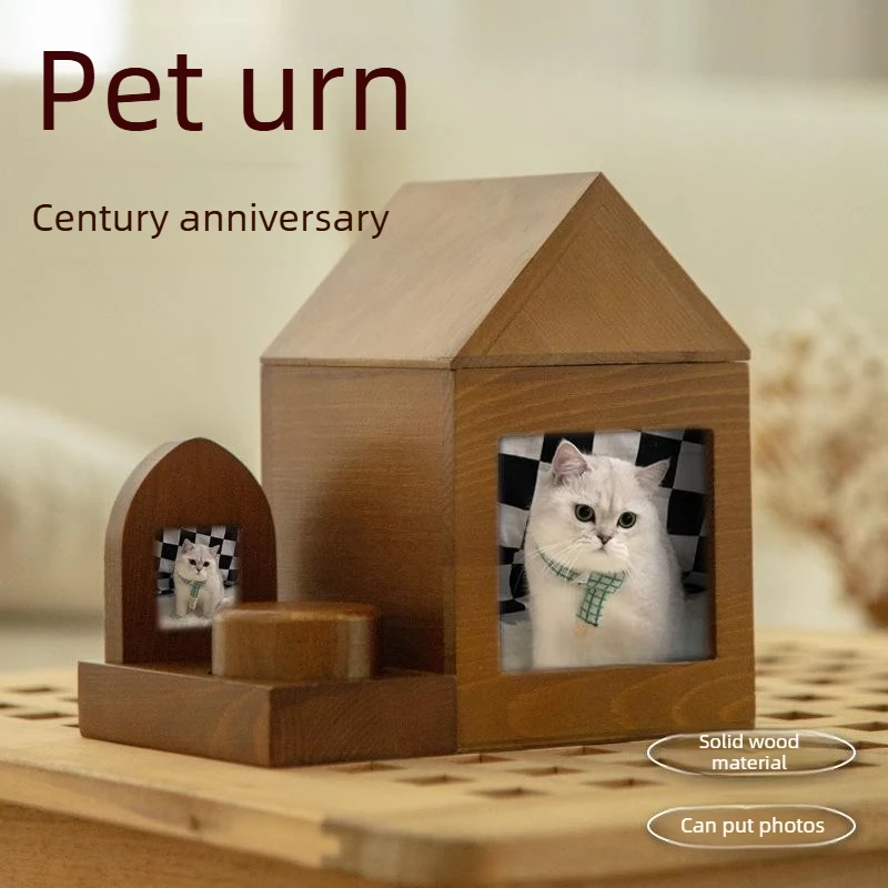 

Memorial Solid Wood Pet Casket Coffin With Candle Photo Frame For Deceased Dog Cat Cremated Ashes Pet Burial Funeral Supplies