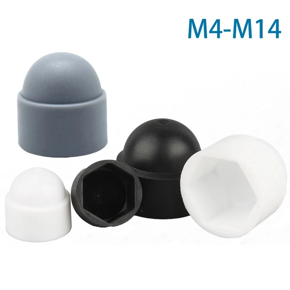 M4 M5 M6 M8 M10 M12 M14 Hex Nut Caps PE Plastic Hexagon Caps for Bolts Protect Nuts for Car Wheels Exterior Decoration