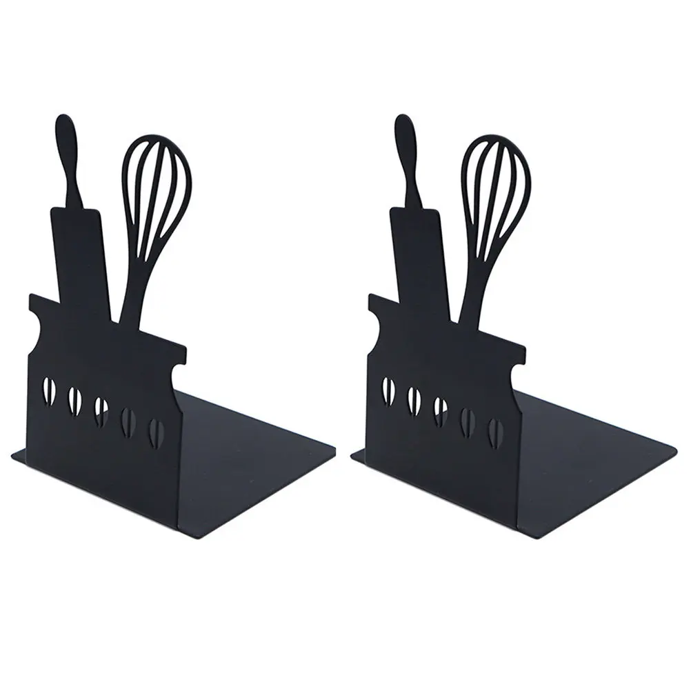 2Pcs Bookends Iron Metal Multifunctional Book Support Holders for Books Shelves Home Office Decorative Book Organizers