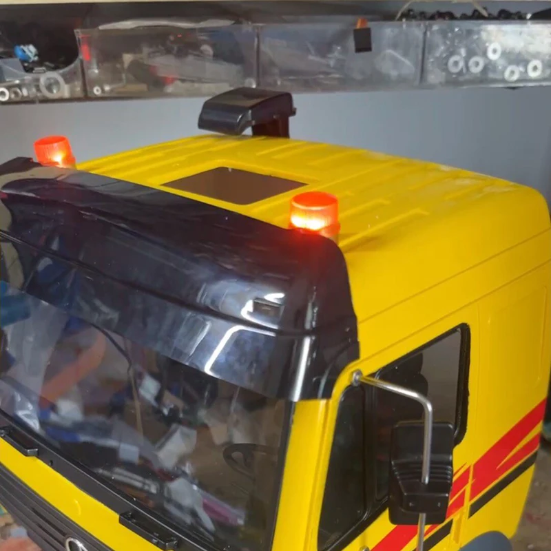 Engineering Rotating Light Metal LED Roof Warning Light for 1/14 Tamiya RC Truck Trailer Tipper Scania Benz Actros Volvo MAN DIY
