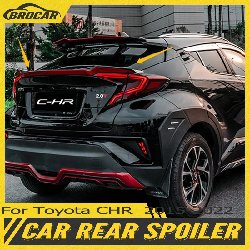 For Toyota CHR C-HR 2015-2022 abs Plastic Carbon Fiber Appearance Middle Spoiler Rear Trunk Wing Lip Modification Accessories